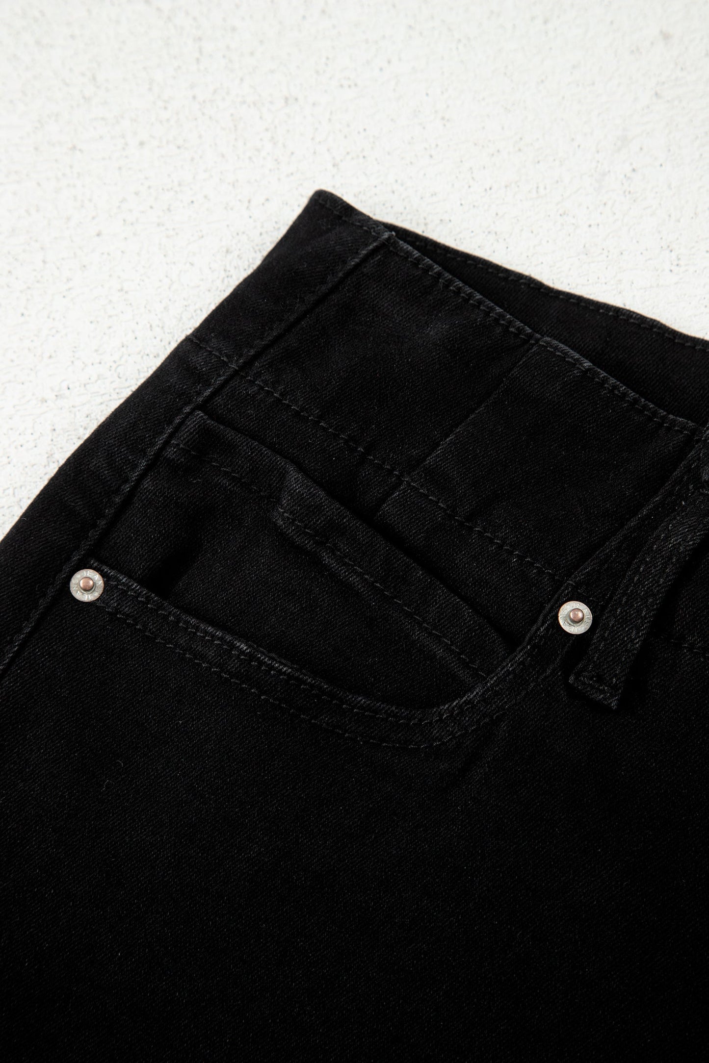 Black 2-Button High Waist Flared Bottom Jeans