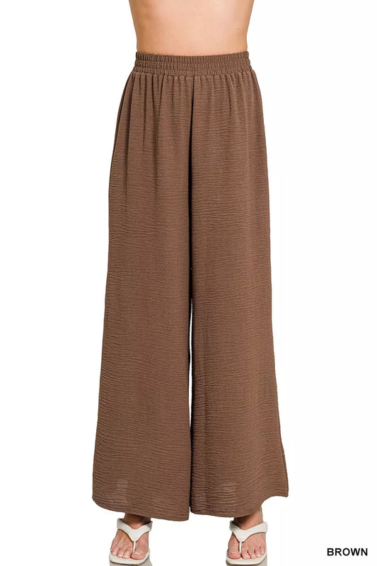 Woven Airflow Elastic Waistband Pants